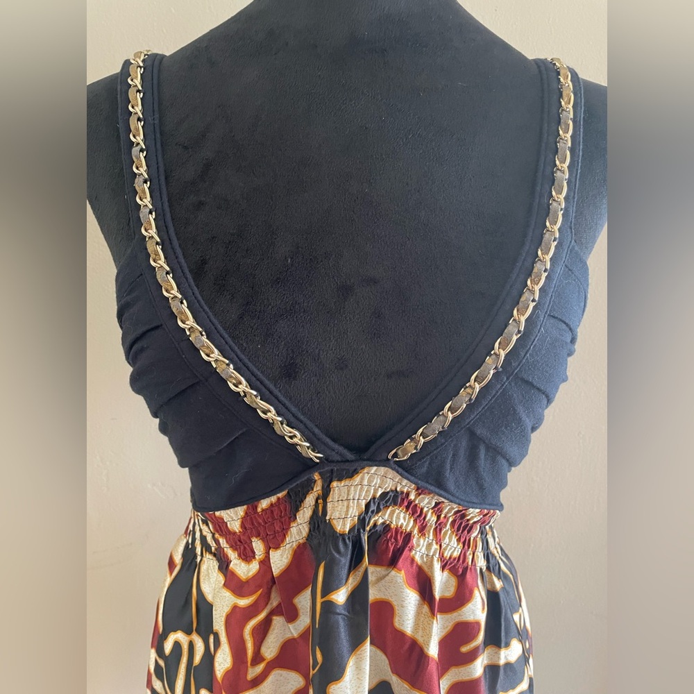 Arden B Black and Red Patterned Tunic with Chain detailing - Picture 2 of 4